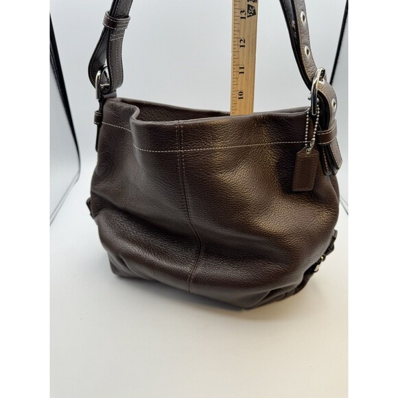 COACH Brown Pebble Leather Convertible Hobo Shoulder Bag F15064 EUC - Picture 15 of 15